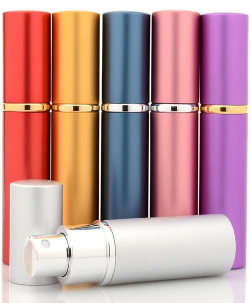 

10ml mini empty perfume bottle refillable aluminum atomizer travel parfum containers with atomizer airless pump 8 color4725758