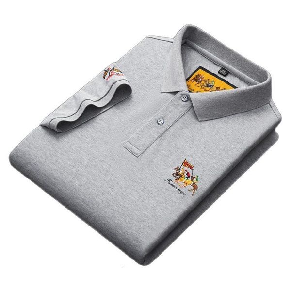 

men's polos springsummer polo shirt with lapel solid color 50 cotton fashion casual straight tube short sleeve embroidered tshirt 23071, White;black