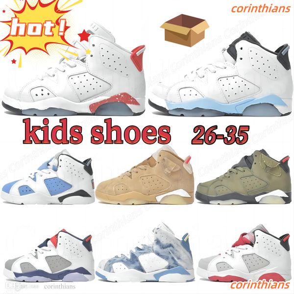 

kids shoes 6s jumpman basketball j6 sports children's shoes street high athletic outdoor youth sports wear size 26-37.5 trainer baby wa, Black