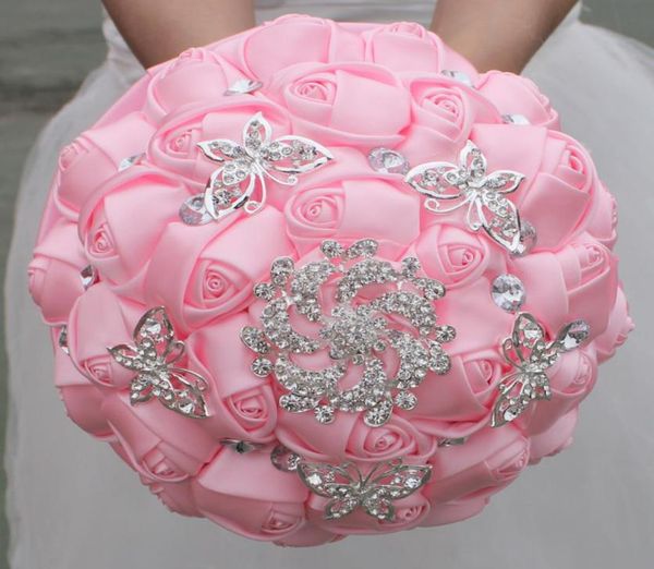 

pink wedding bridal bouquets handmade flowers sweet 15 quinceanera bouquets pearls crystal rhinestone rose bridal holding brooch w9733906