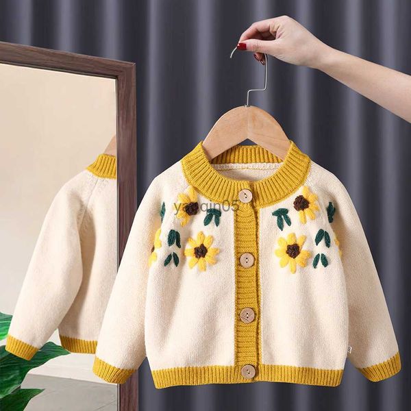 

pullover children's sunflower flower het sweater autumn winter 2022 new style children's three-dimensional flower bottoming hkd230, Blue
