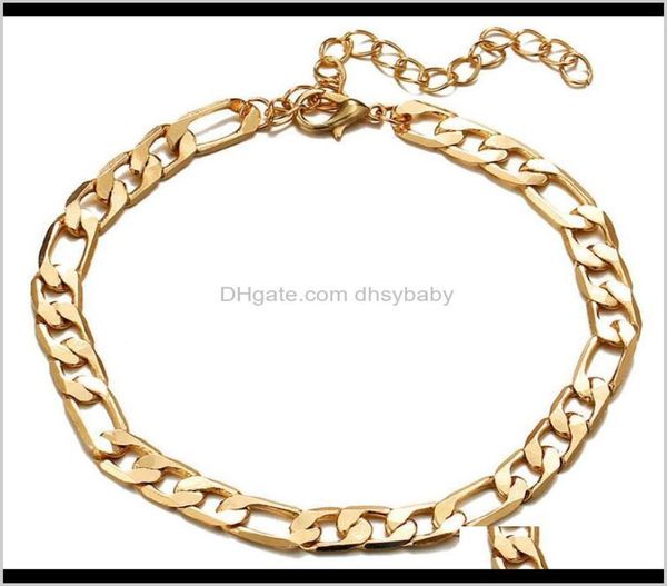 

anklets drop delivery 2021 color figaro snake link chain anklet for women men ankle bracelet fashion beach aessories foot jewelry 7839355, Red;blue