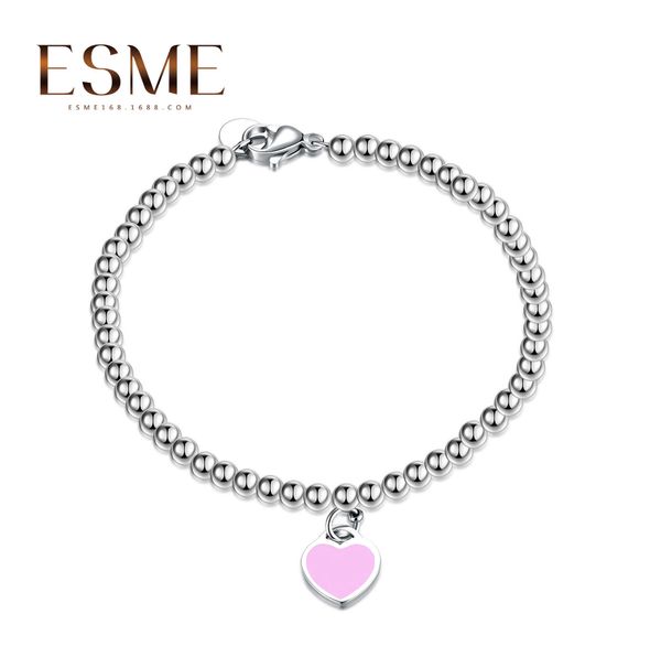 

eller net red 925 silver plated bracelet tiffay love enamel peach heart blue buddha beads, Black