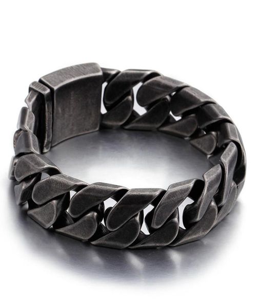 

kb76211bd 22cm 865 inch wide 17mm 316l stainless steel biker cuban curb chain bracelet vintage black xmas gifts f9696959