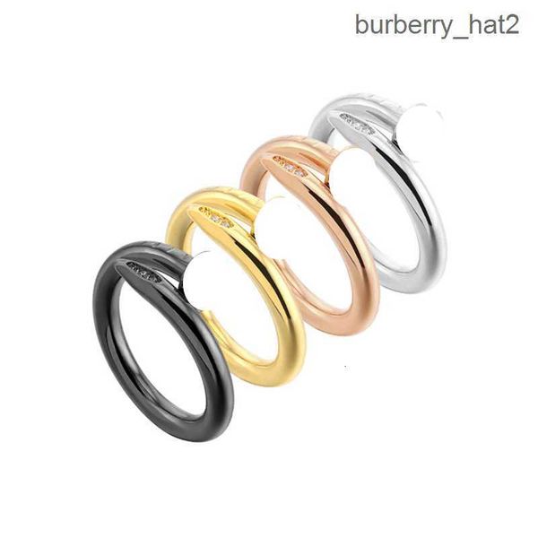 

2022 brand classic love wedding ring luxury diamond studded nail couple ring for men and women 316l titanium plated 18k gold designer rings, Slivery;golden