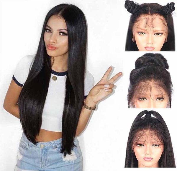 

pre plucked brazilian lace front wigs for black women 150 density brazilian straight virgin human hair lace front wigs with baby h9729008, Black;brown