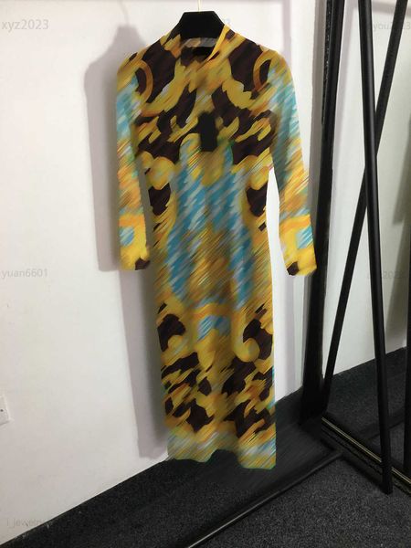 

women designer clothing lady dresses fashion girl skirt  fits all vintage patterned printed standing collar dress july15, Black;gray