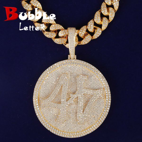 

pendant necklaces bubble letter custom name big circle pendant for men's gold color plated hip hop rock jewelry necklace 230718, Silver