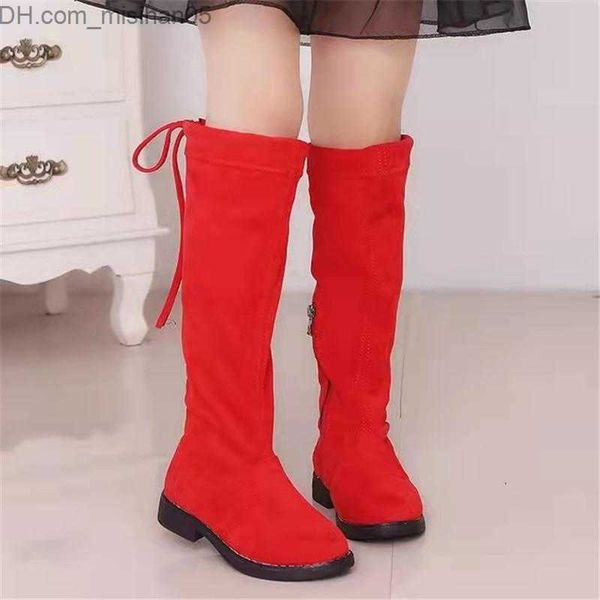 

boots boots children warm winter shoes girls black red high for kids fashion b229 z230719, Black;grey