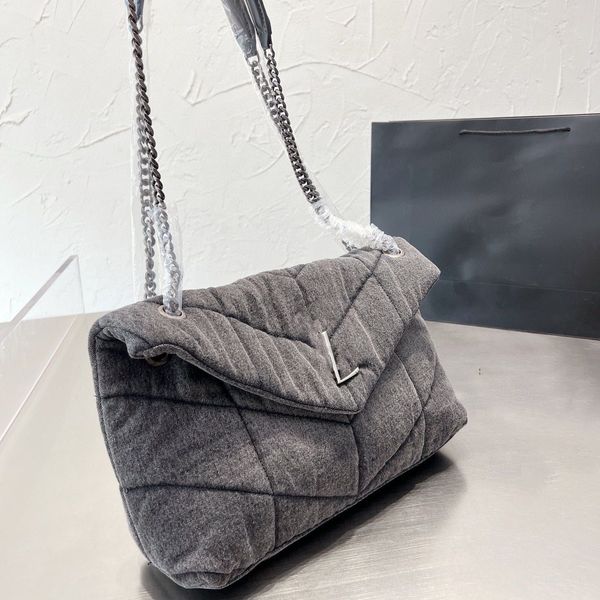 

luxury bags washed denim messenger bag loulou puffer fashion classic flap bag pocket chain cowboy crossbody designer women