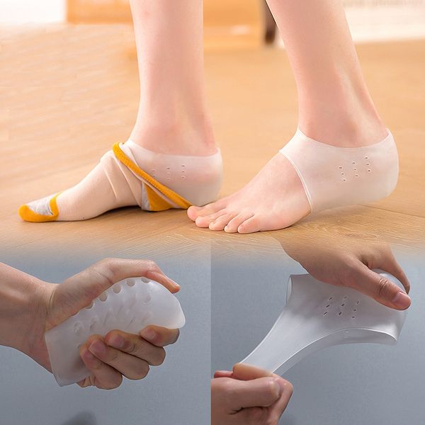 

shoe parts accessories flat heel pad invisible heightening insole silicone physical bionic interior breathable protection insoles for shoes, White;pink
