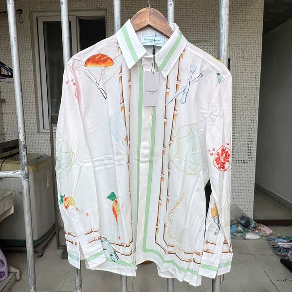 

mens casual shirts orange printed casablanca mens clothing designer real picture casa shirt highquality 230718, White;black