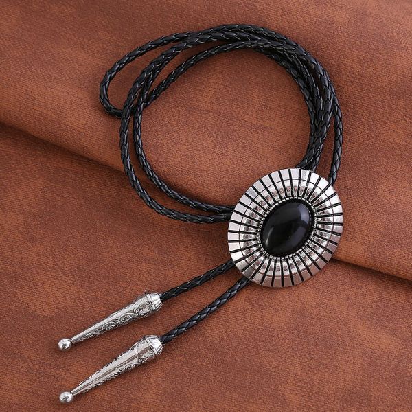

bolo ties new fashion pop sun black agate big bolo tie hkd230719, Red