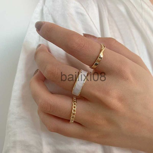 

band rings 3pcs/set boho white enamel round metal ring sets geometric twist open adjustable rings sets for women girl wedding jewelry gift j, Silver