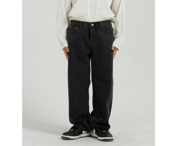 

men039s jeans fallwinter menwomen retro grey black loose straight 90s vintage casual long trousers all match denim pants3589452, Blue