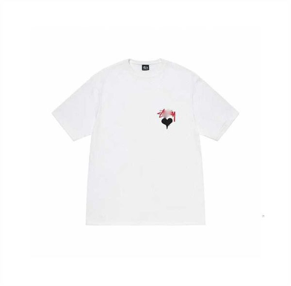 

summer trend designer t-shirttshirt red heart printed heavyweight short sleeved loose fitting pure cotton t-shirt for both men and women, White;black