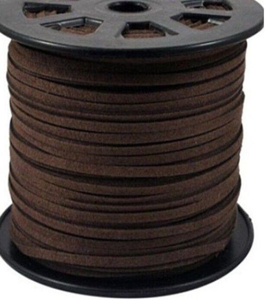 

whole mic 100yards coffee faux suede cord cords flat diy rope wires for jewelry making6016602, White;red