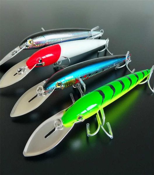 

noeby 4pcslot big tongue minnow lure 32g130mm 647g185mm 76g225mm 4 colors 3d eyes artificial big hard fishing 2106229991316