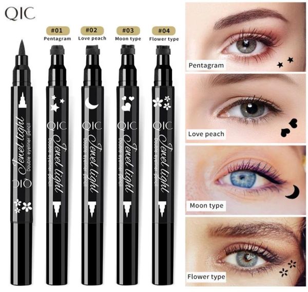 

qic 2 in 1 liquid matte eyeliner stamp pen thin wing seal black lasting long eye liner pencil eyes makeup 02081241363
