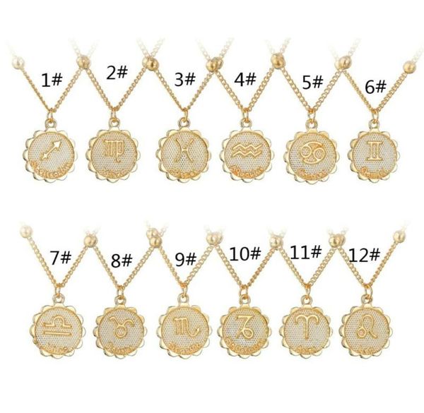 

12 constellation zodiac sign necklace for women girls pendant chain necklaces classic gold vintage jewelry fashion womens gift new3483054, Silver