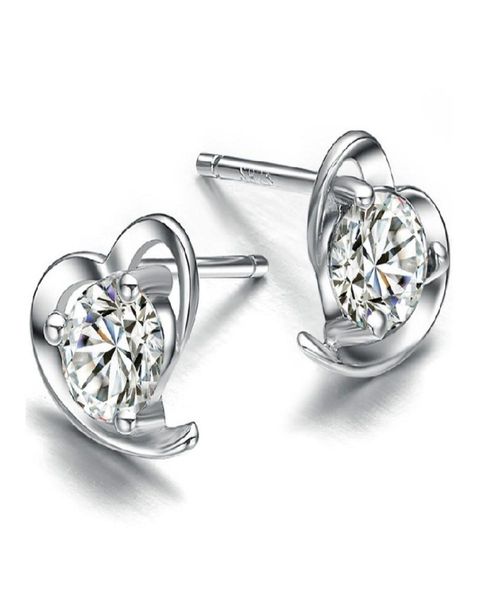 

crystal clear diamante heart earrings 925 sterling silver earring jewelry romantic vintage exquisite wedding noble charms7040495, Golden;silver