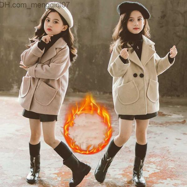 

jackets wool women's baby coat jacket 2021 loose and warm winter autumn cotton pocket button coat z230720, Blue;gray