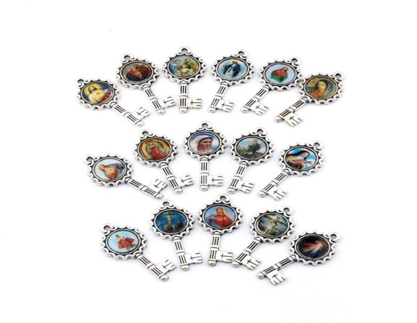 

50pcs jesus christ icon key alloy charms pendants for jewelry making bracelet necklace findings 148x31mm a5717797758, Bronze;silver