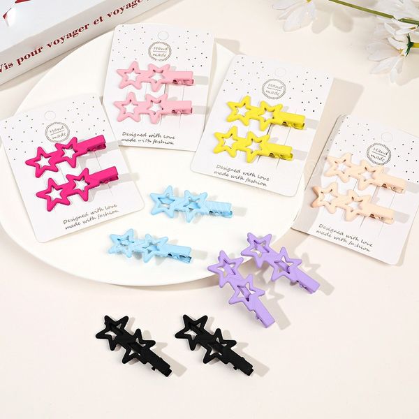 

cute candy color star hair clips handmade diy hairpins girls kid simple barrette hair accessories, Slivery;white