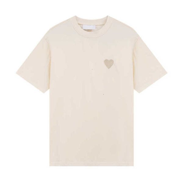 

22ss mens designers paris new amis t shirt tone-on-tone love embroidery fashion street casual joker round neck cotton short sleeves for men, White;black