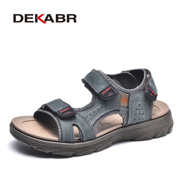 

sandals dekabr summer sandals men lightweight outdoor beach casual shoes genuine leather roman walking footwear soft slippers sandalias 2307, Black