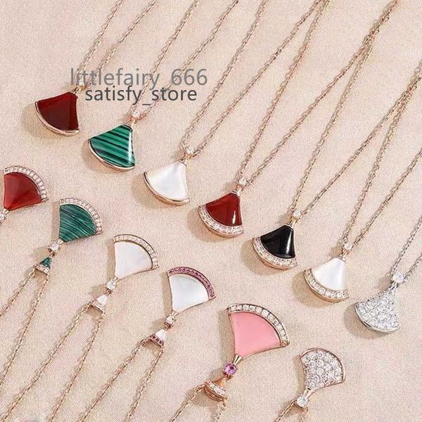 

luxury necklaces designer jewelry fan shape divas dream necklace red green chalcedony gold rose platinum chains for women trendy wedding dia, Silver