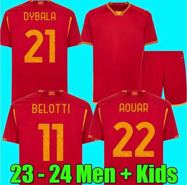 

23 24 maglie as romas soccer jerseys men kids kit 2023 2024 home football shirts calcio maglietta pellegrini abraham totti belotti pellegrin, Black;yellow