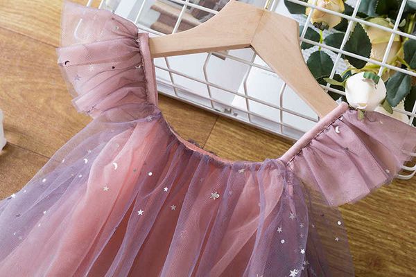 

girl's dresses party princess girl dress baby sequin fairy gradient mesh summer clothes kids birthday outfits flower girls dresses for, Red;yellow