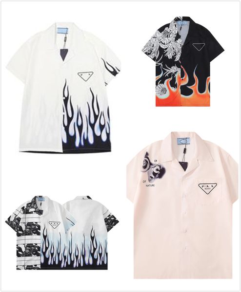 

summer fashion designer men's shirt europe paris cotton shirt women's flame logo printed short sleeve casualt-shirt -3xl, White;black