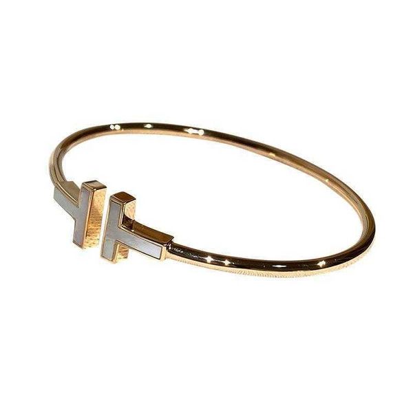 

temperament tiffay white fritillaria double t bracelet female 925 pure silver plated 18k gold open elastic diamond blue 1zyz, Black