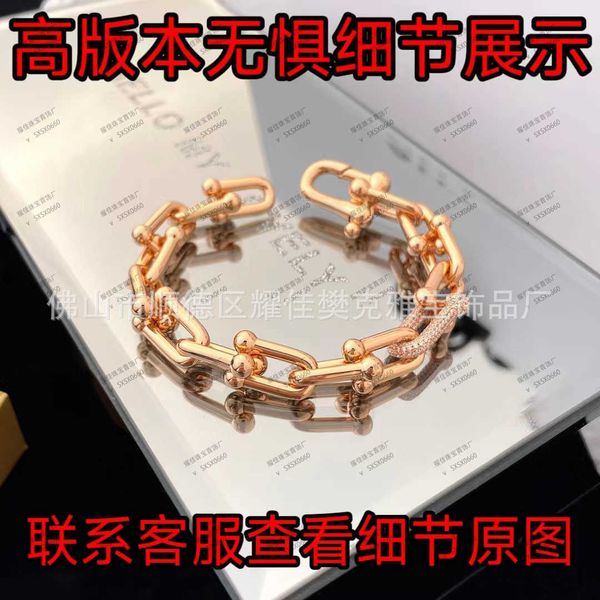 

high-quality v gold ayffay diamond horseshoe buckle men's and women's same style ring personalized bracelet fashion new york handw, Black
