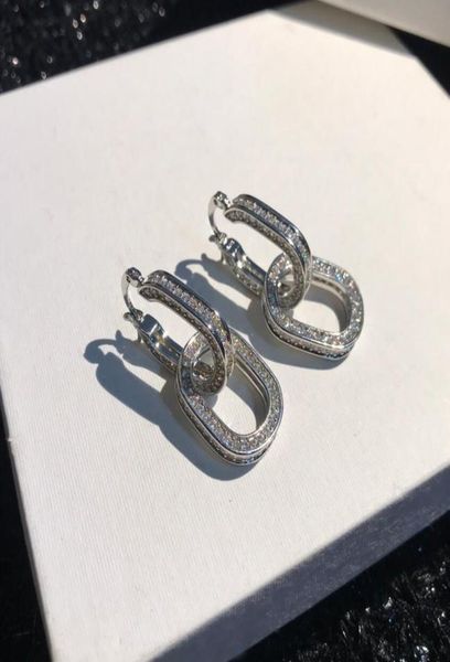 

fashion silver color full rhinestone chain dangle earrings luxury designer eardrop ins personality earrings for women lady wedding7615933