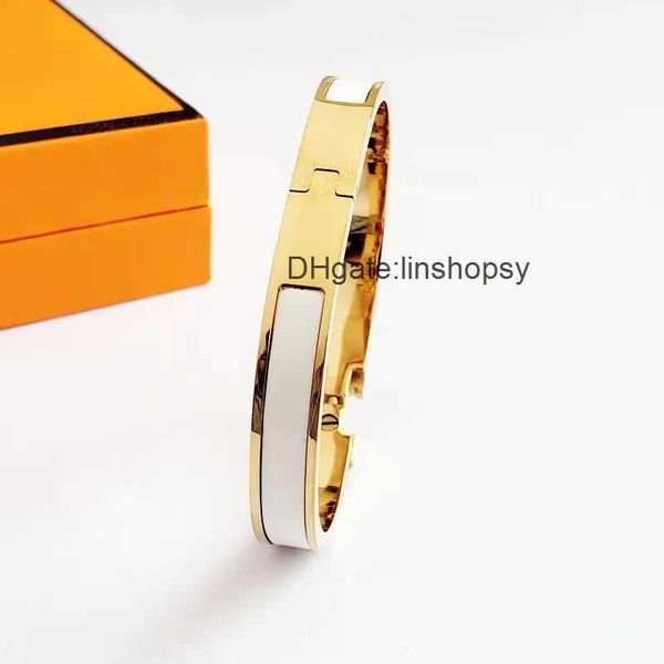 

aher mas designer luxury brand enamel bracelet designer h letter bangle luxury brand enamel bracelet men women accessories party wedding val, Black