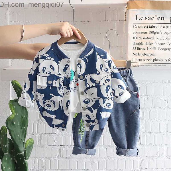 

clothing sets children's cotton clothing suit baby boy girl cartoon prince panda hoodie t-shirt pants 3 pieces/suit spring and autumn c, White