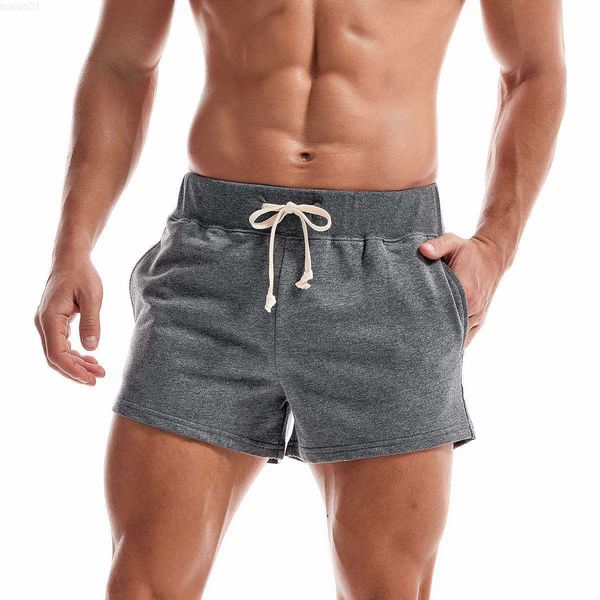 

men's shorts summer men's gym sweatshorts cotton 3" shorts casual jogging yoga sports shorts male solid color breathable home, White;black