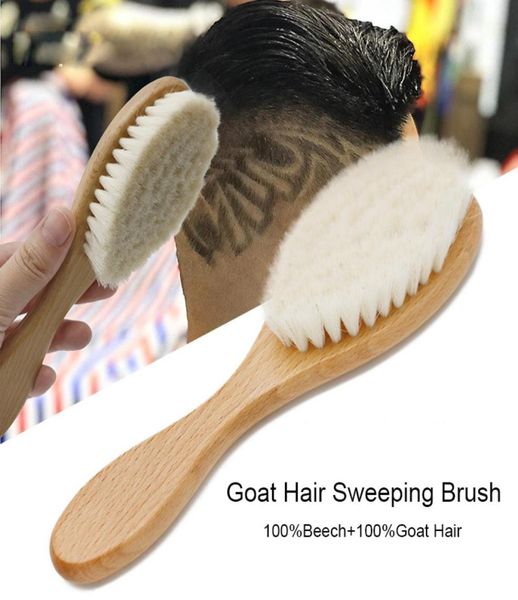

brainbow soft goat hair sweeping brush men beard comb oval beech handle barber dust brush for broken hair cleaning tools9273846, Silver