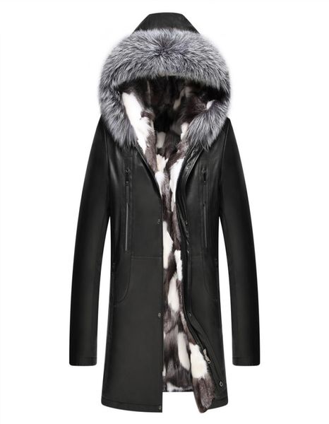 

genuine leather jacket winter jacket men real sheepskin coat for men natural fur warm coats plus size chaqueta hombre7899417, Black