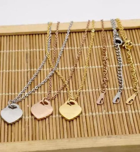 

classic fashion heart beaded chain pendant necklaces design stainless steel plated 3layer 18k gold for womengirl valentine0399619885, Silver