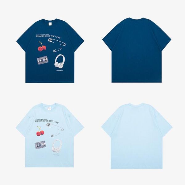 

2023 summer print short sleeve t-shirt casual couple for men t shirts, White;black