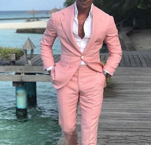 

latest design pink men suits for wedding notch lapel handsome groom tuxedos slin fit bridegroom blazers 2 piece sjacketpantstie1465667, Black;gray