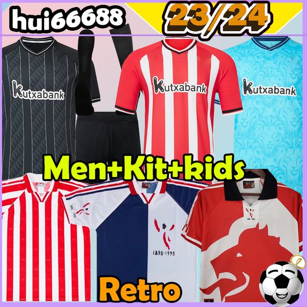 

23/24 bilbao soccer jerseys retro 95 97 98 athletic unai simon i.martinez williams muniain unai lopez berenguer i.lekue villalibre retro men, Black;yellow