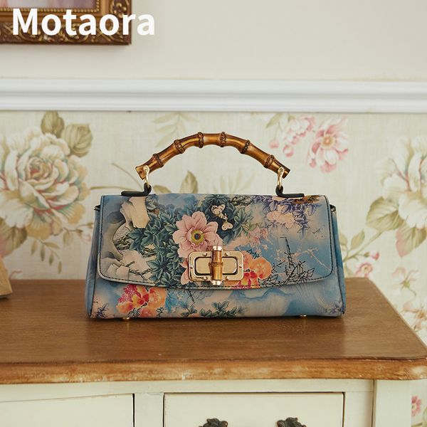 

evening bags motaora 2023 vintage cheongsam leather handbag women boston bag luxury designer handmade ladies shoulder 230718