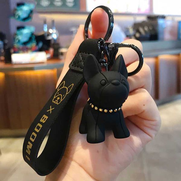 

key rings cute keychain box fashion keychain key chain car keychain kawaii cartoon puppy bulldog animal bag pendant decorate birthday gift l, Slivery;golden