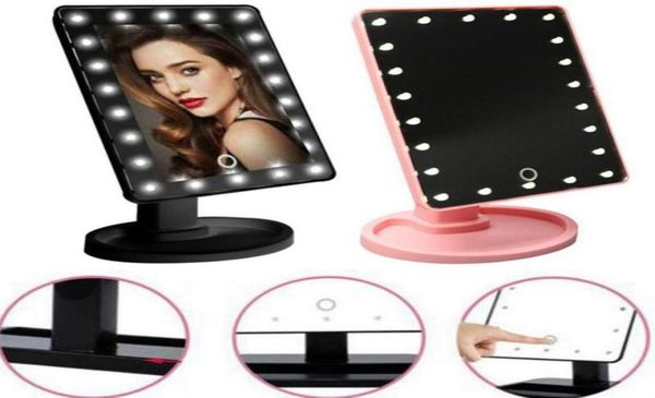 

360 degree rotation touch screen make up mirror cosmetic folding portable compact pocket with 1622 led lights makeup tool3519946