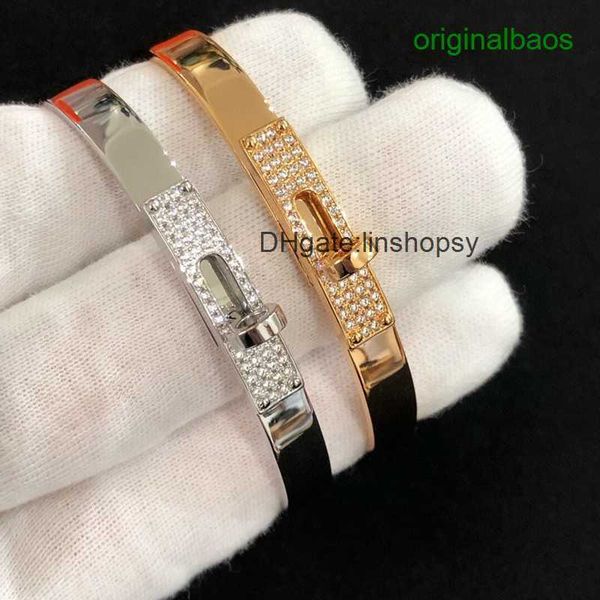 

aher mas designer luxury brand enamel bracelet original designer bracelet pig nose half diamond for women 18k rose gold buckle fashion luxur, Black